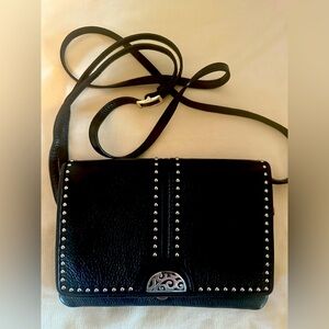 Black Leather Studded Crossbody Bag